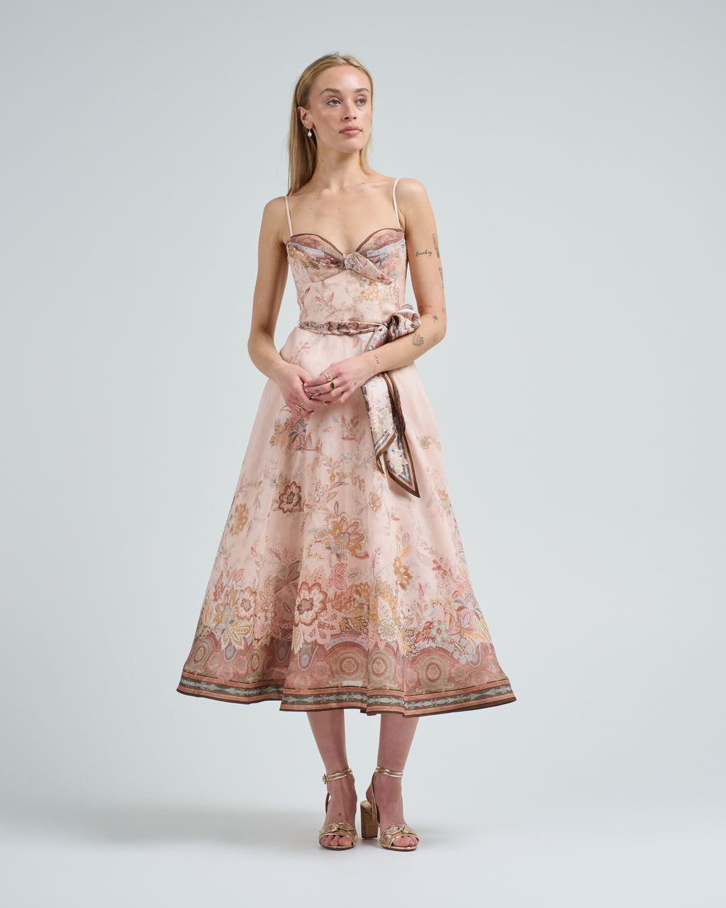 pink structured dress Strapless Floral Structured Dress Pink