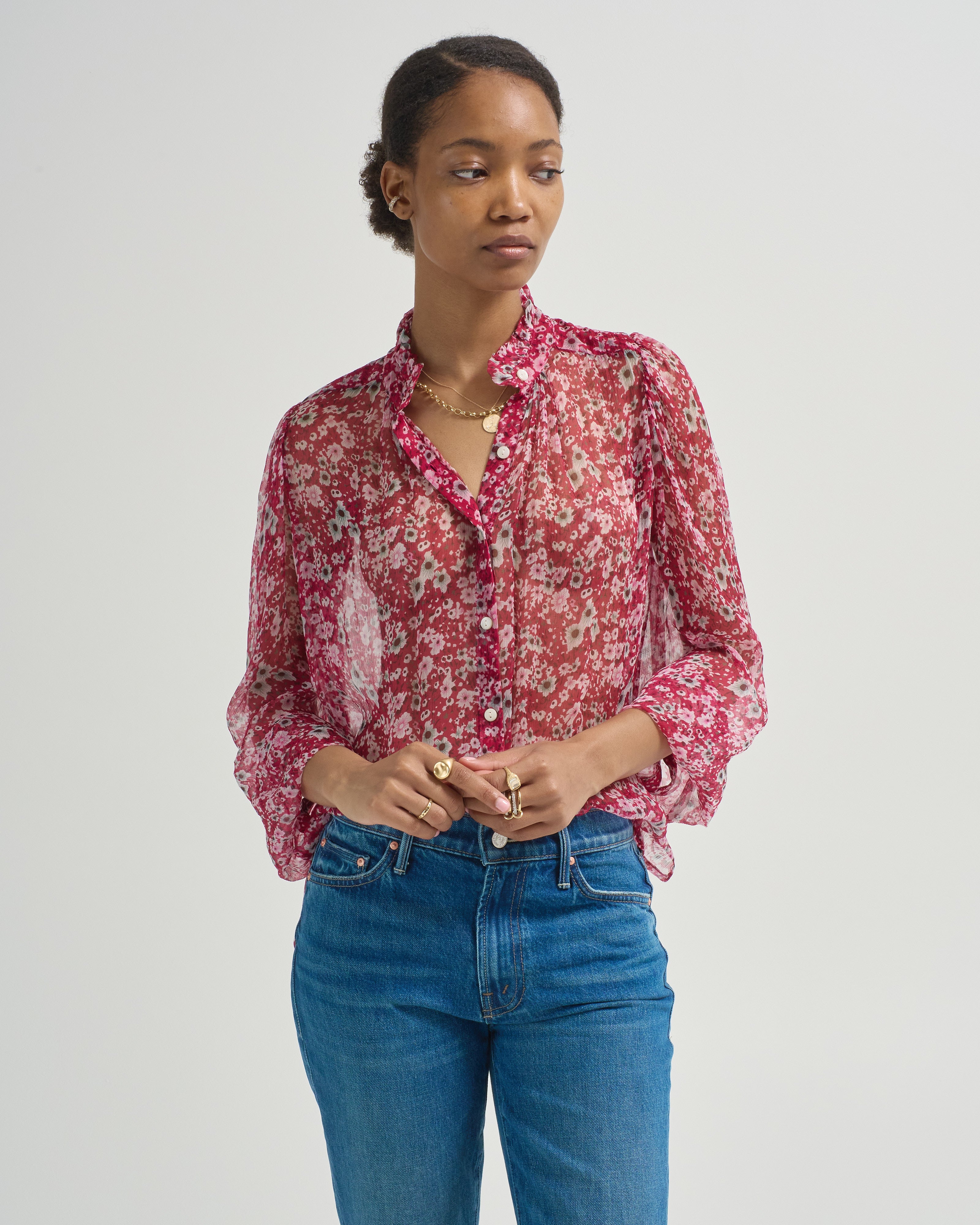 Alix Of Bohemia Annabel Berry Cosmos Shirt Dark Pink