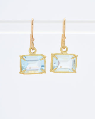 aqua emerald cut mini gem earrings