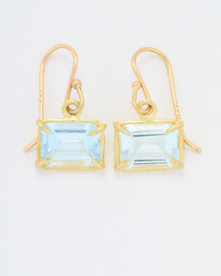 aqua emerald cut mini gem earrings