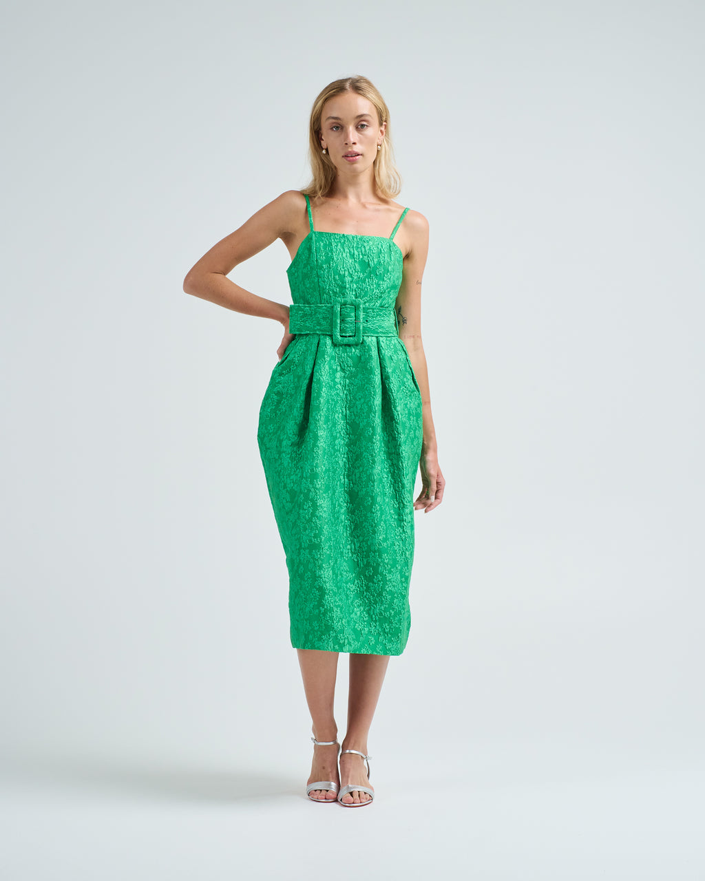artichoke green dress Rosie Assoulin W/ Belt Emerald new styles