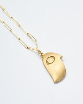 bird face pendant necklace - gold