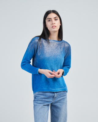 boat neck raglan pullover with lamination and shadows