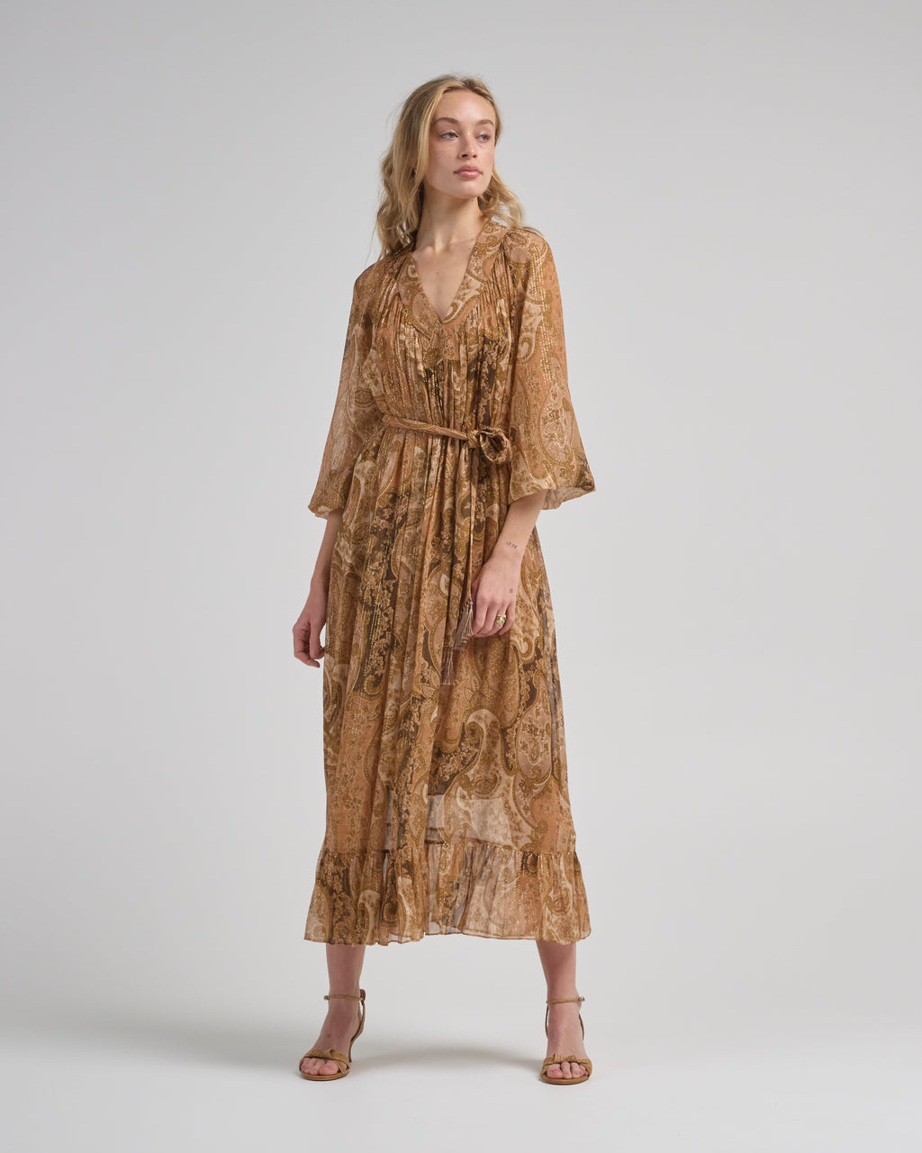 Zimmermann Carousel Batwing Dress Biscuit Paisley