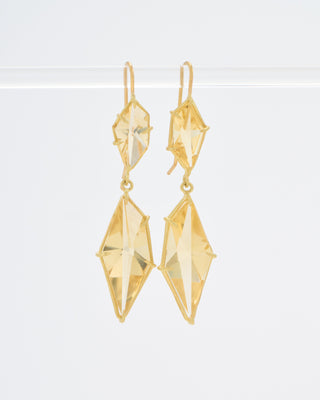 champagne citrine double drop geometric earrings