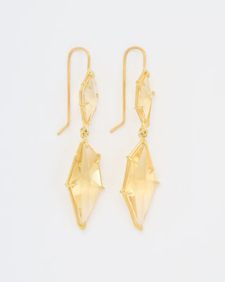 champagne citrine double drop geometric earrings