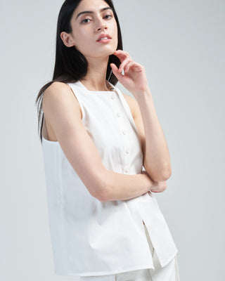 chino slit front sleeveless top