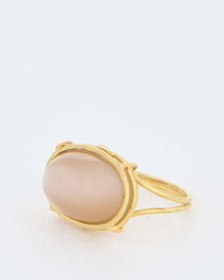 chocolate moonstone cabochon east west ring