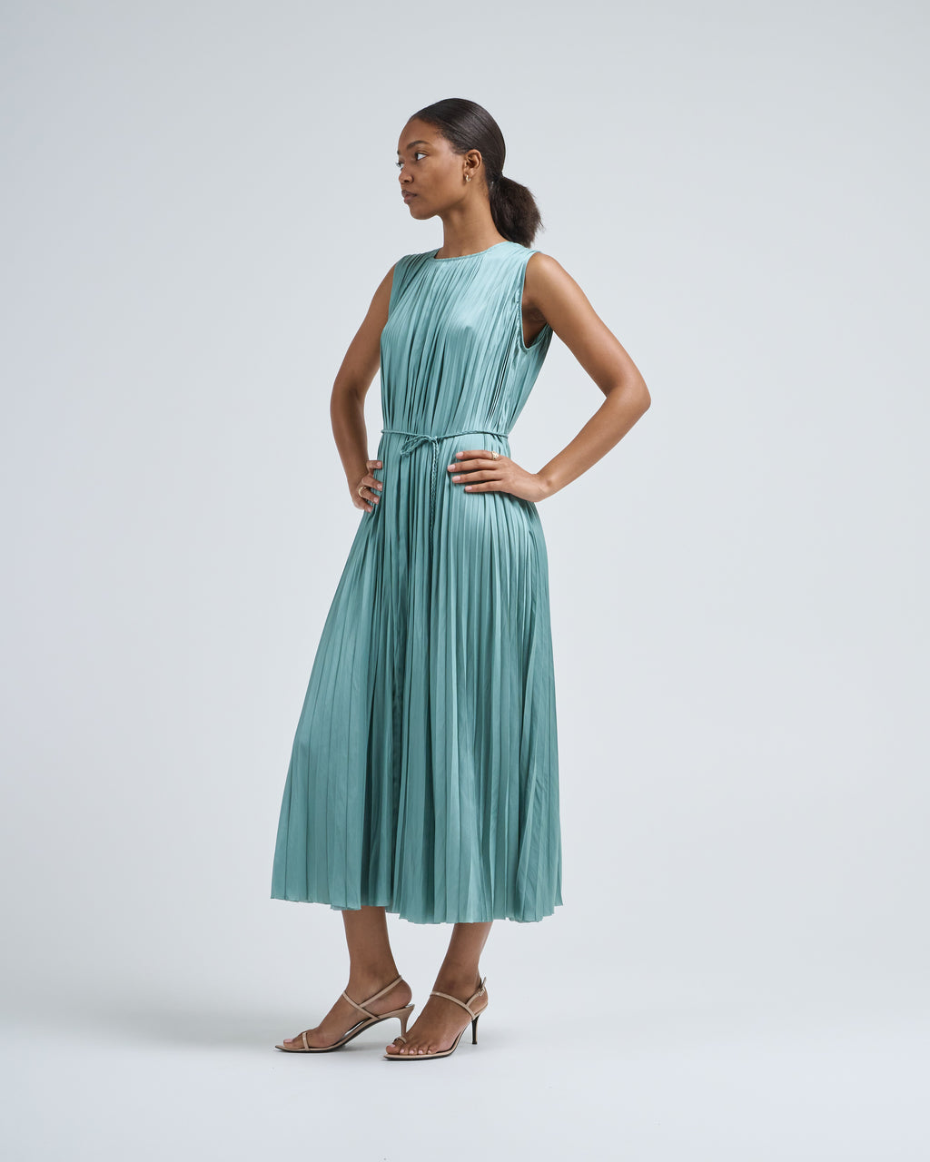 marina pleated midi dress Ulla Johnson Fianna Pleated Midi Dress Sea Glass