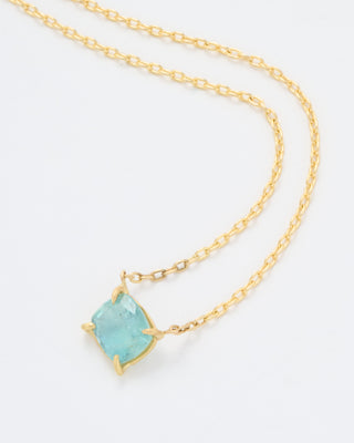 green beryl cushion cut mini gem necklace