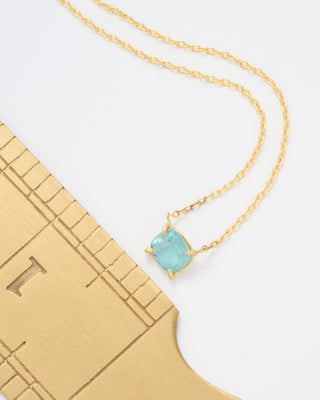 green beryl cushion cut mini gem necklace