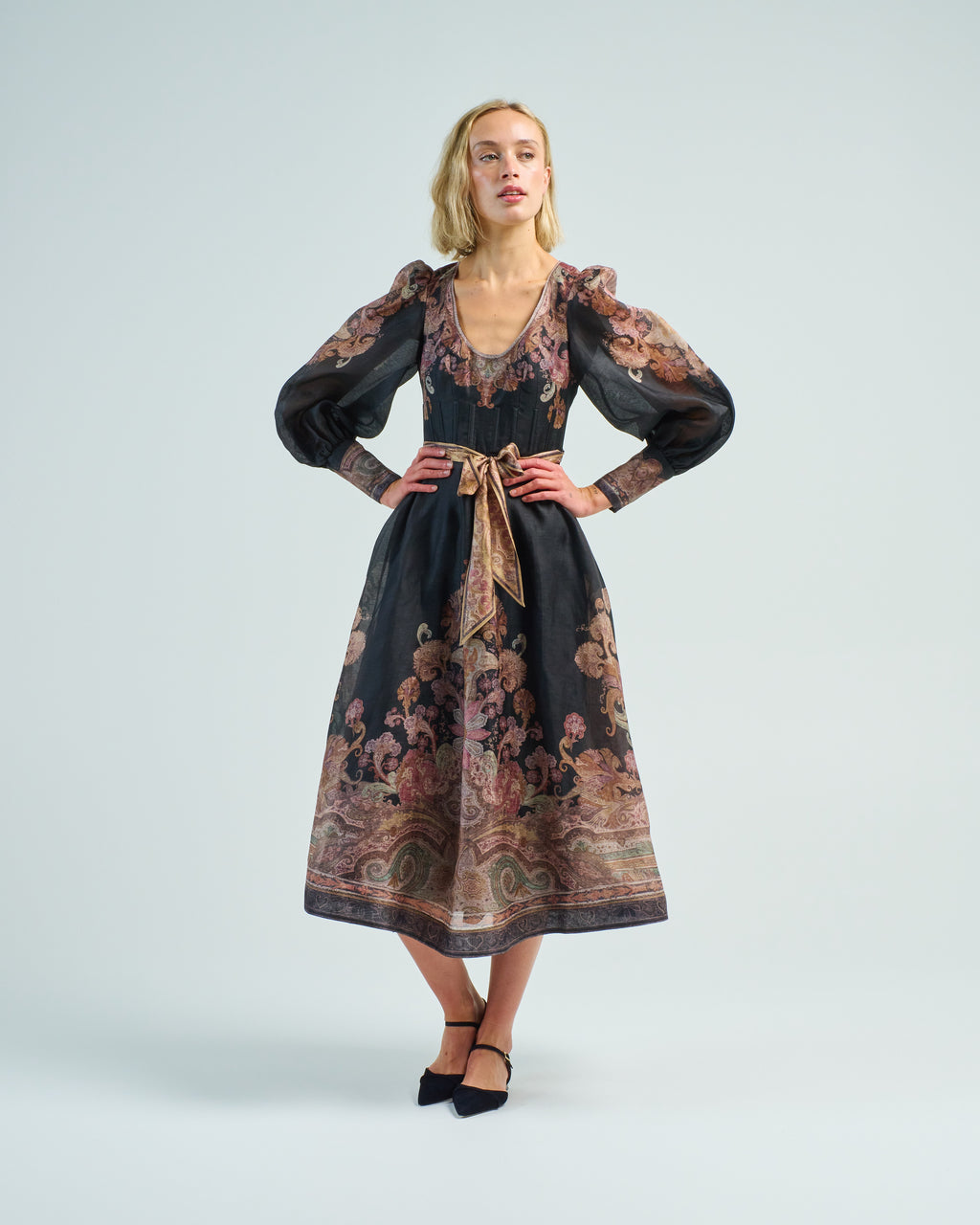 Zimmermann Illustration Structured Dress Black Paisley