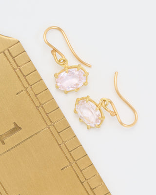 kunzite small faceted oval drop earrings