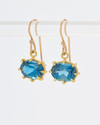 london blue topaz mini faceted oval drop earrings