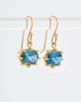 london blue topaz mini faceted oval drop earrings