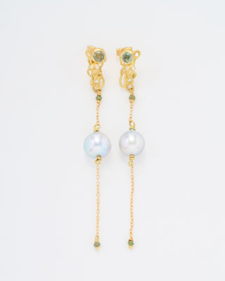 sapphire and pearl octopus drop earrings
