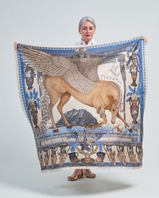 the temple of pegasus silk twill large square scarf