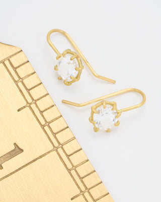 white topaz oval drop small earrings
