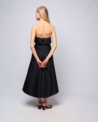 a-line wool cotton dress - black