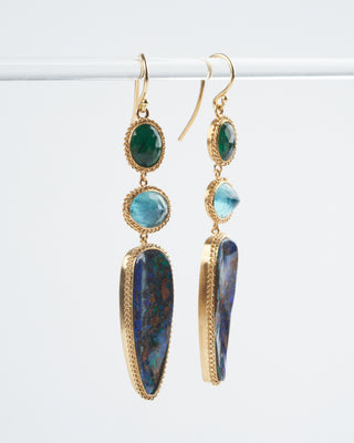 opal, emerald, apatite drop earrings