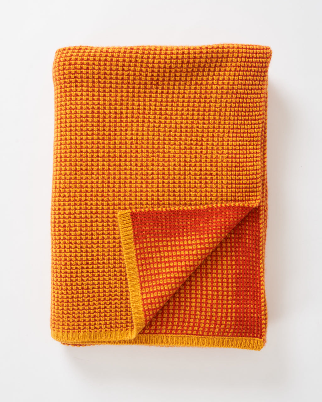 Hangai Mountain Textiles Cashmere Waffle Knit Throw Gold/ Rust scarpa