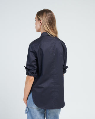 eco poplin shirt with inseam vent - dark navy