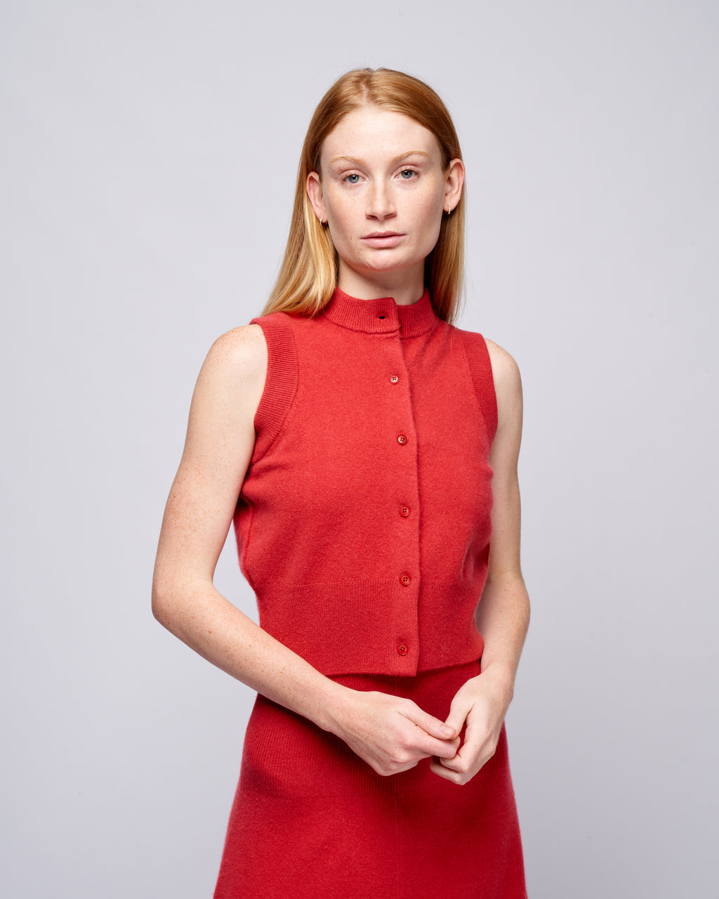 slim fit dress slacks Christen Button-Front Vest Mini Dress