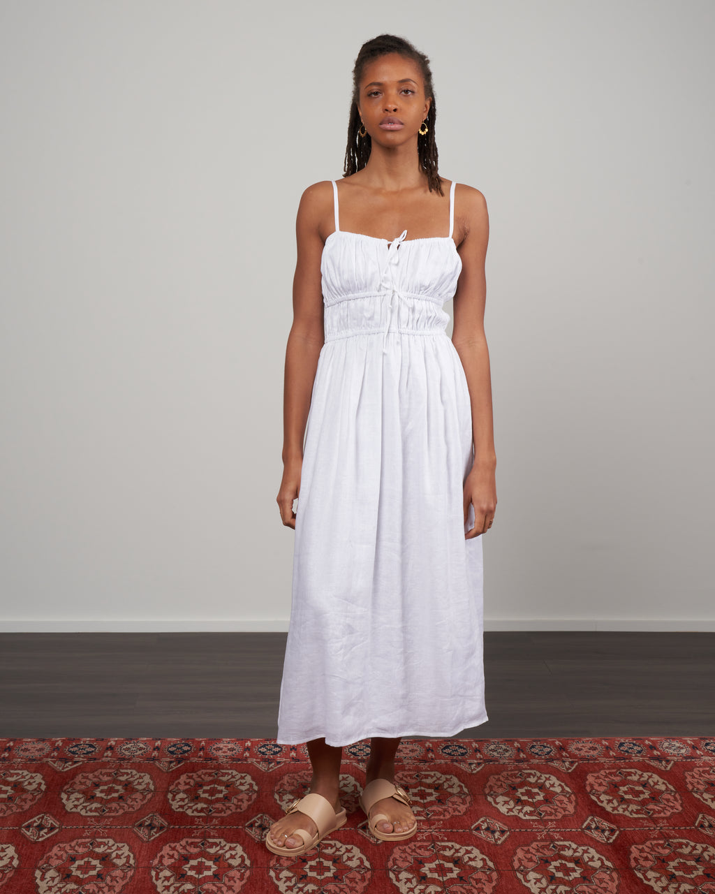 Faithfull Francesca Midi Dress Plain White Faithfull Francesca Midi Dress Plain White