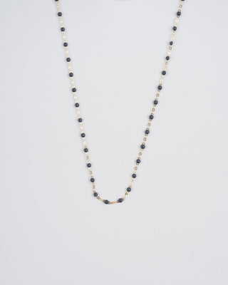 grey bead necklace - yellow gold