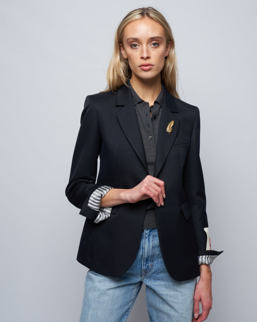 Golden Goose Golden Single Breasted Blazer Dark Blue