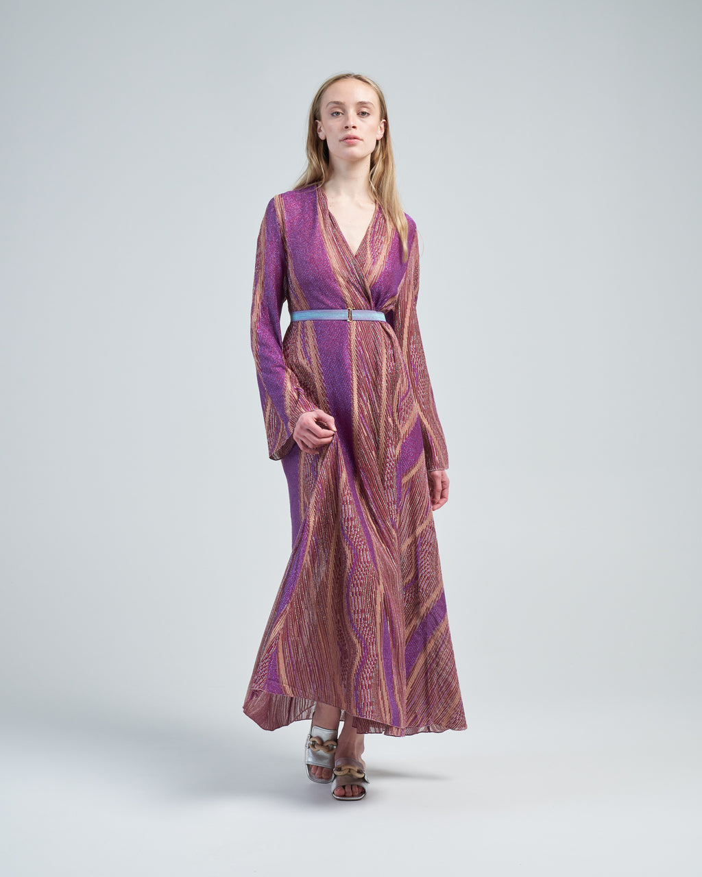 Forte Forte Lurex Jacquard Jersey Long Cross Dress Cocktail
