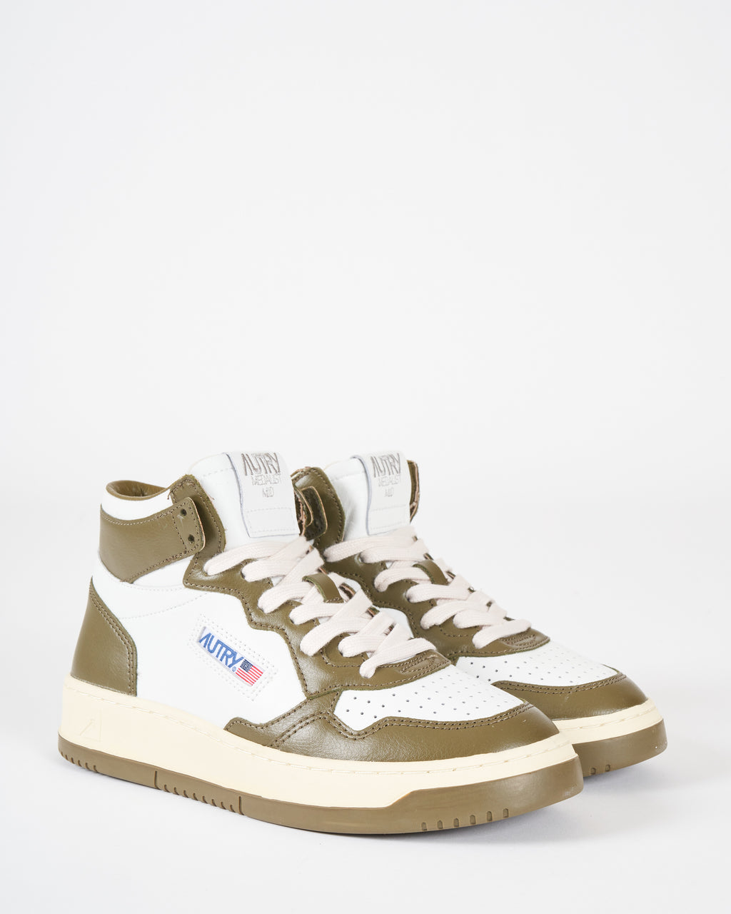 Autry Green & White Medalist Mid Sneakers