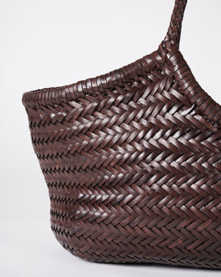 nantucket basket big - dark brown leather