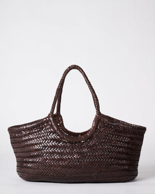 nantucket basket big - dark brown leather