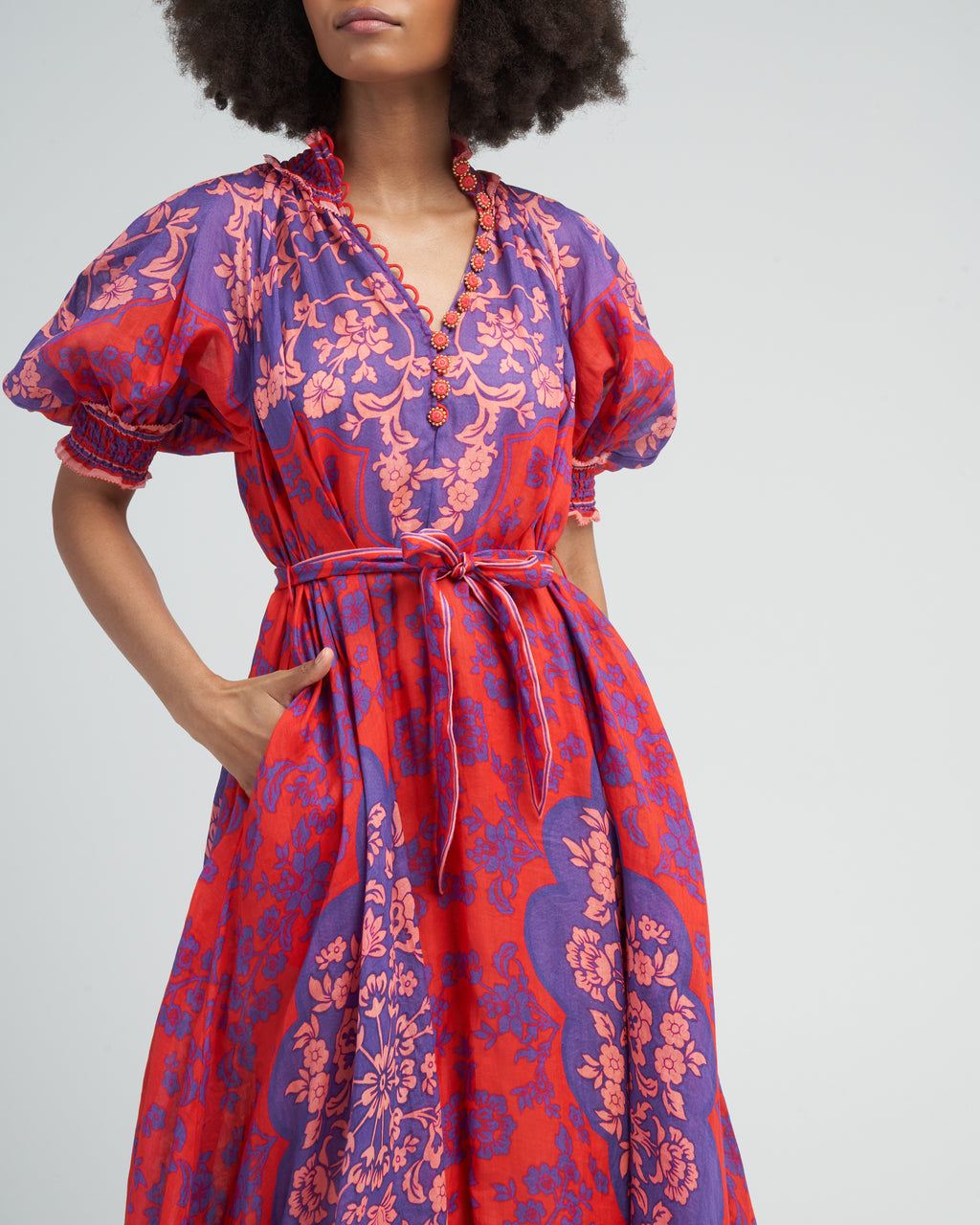 Zimmermann Raie Swing Maxi Dress Purple/Red Floral