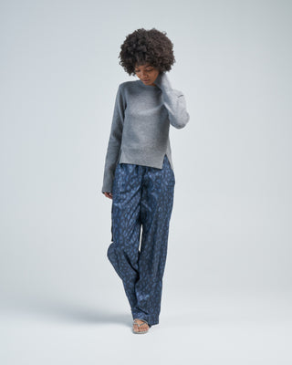 recycled sporty nylon cheetah wide leg pull on pant