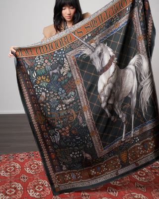 exalted unicorn silk scarf - ivy vermilion