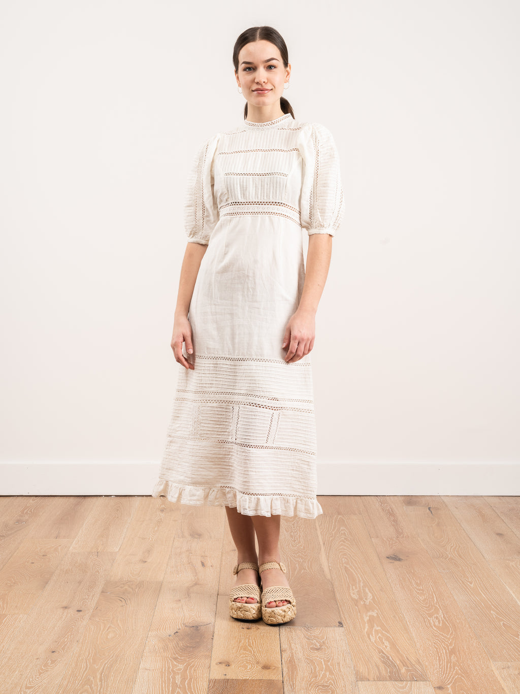 pintuck midi dress Sea Poppy Pintuck Midi Dress Cream
