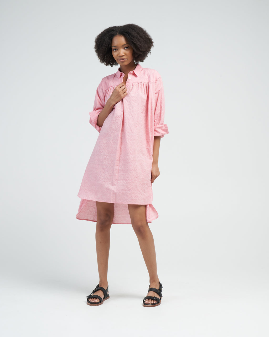 Heather Harlan Smock Shirt Dress Pink Rose