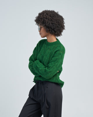 soft mohair cable crewneck easy pullover