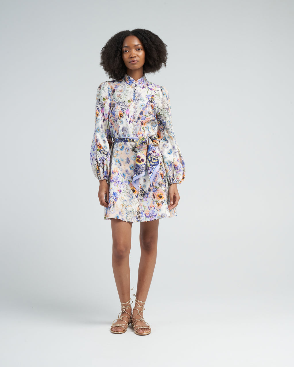 Zimmermann Tama Belted Mini Dress Diamond Splice Floral