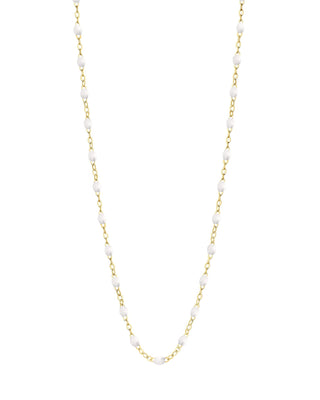 white bead necklace - yellow gold