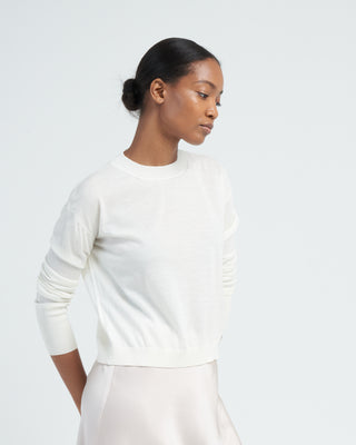 wool crew neck sweater - natural