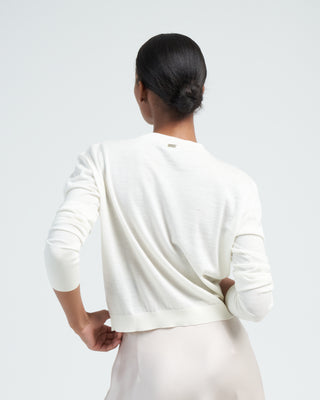 wool crew neck sweater - natural