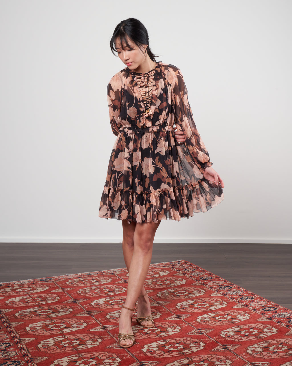 knee length dresses for ladies concert lace-up mini dress