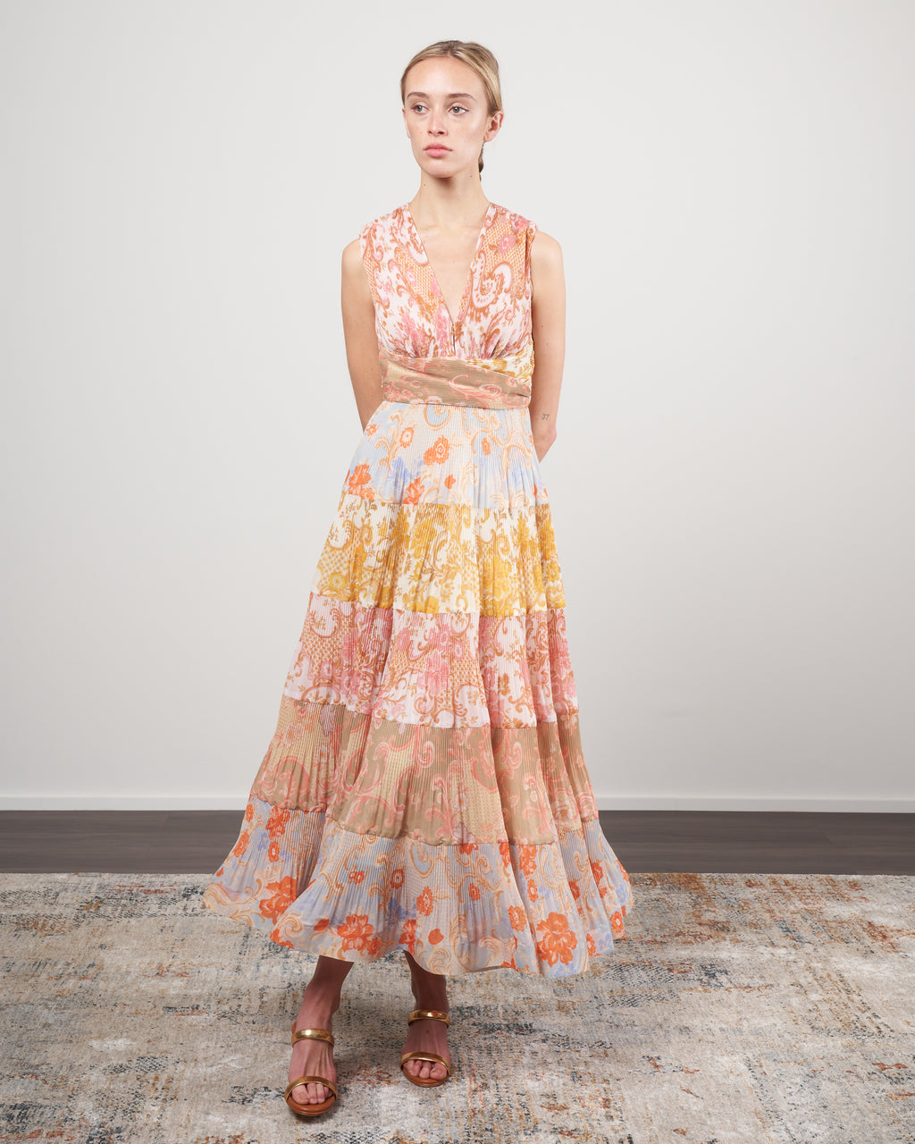 zimmermann postcard flounce midi dress postcard pleated midi dress