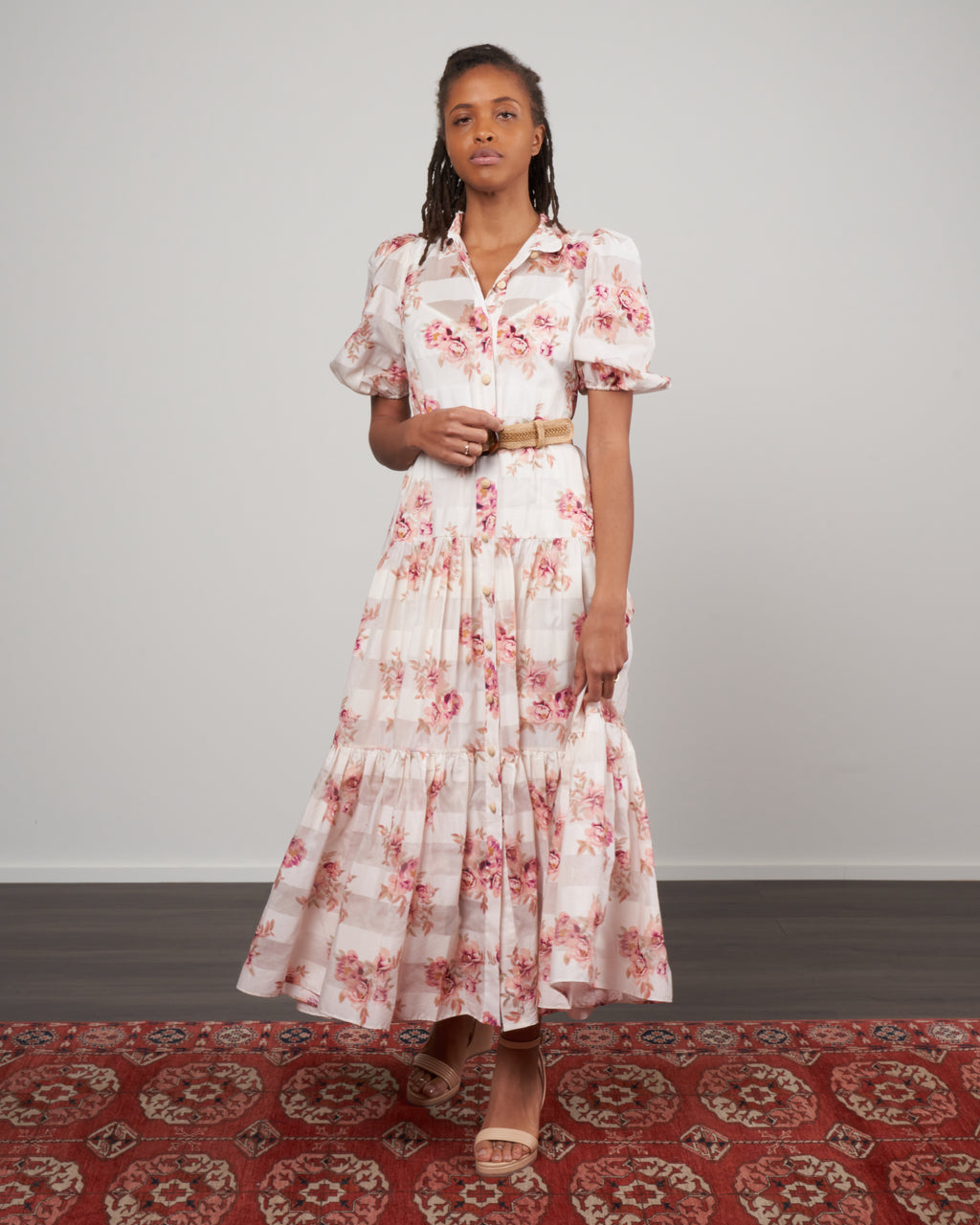 zimmerman pink dress Zimmermann Rosa Striped Midi Rose Piro 3904DS26R HOURGLASS Rave Outfits & Clothing Color:Butter-Cream