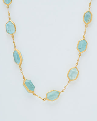 18kt gold cerulean full stone necklace