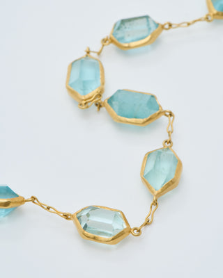 18kt gold cerulean full stone necklace