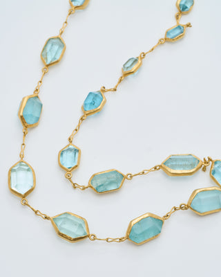 18kt gold cerulean full stone necklace